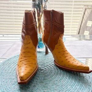 Los Altos Ostrich Leg Ankle Boots